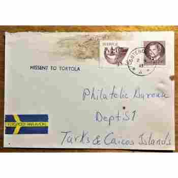Missent to Tortola (B.V.I.) destination Turks & Caicos from Göteborg Sweden 1981