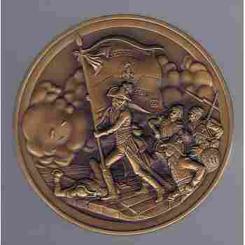 NAPOLEON HIGH RELIEF MEDAL ITALY ARCOLE MOST FAMOUS WAR LARGE 76 MM DIAMETER UNC