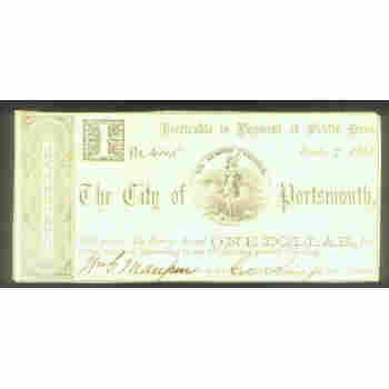 VA VIRGINIA 1861 CITY of PORTSMOUTH $1=FRONT & $27=BACK