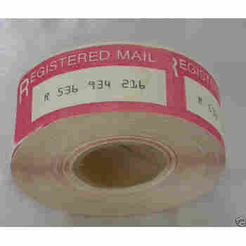 USA OBSOLETE SELF ADHESIVE REGISTERED LABEL ROLL 100 +