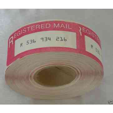 USA OBSOLETE SELF ADHESIVE REGISTERED LABEL ROLL 100 +