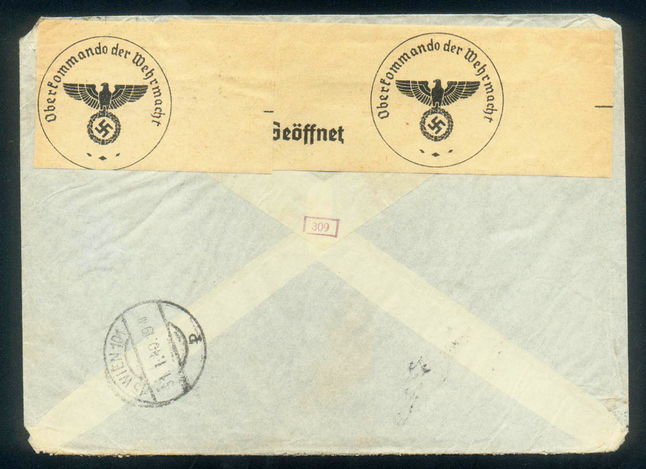 1940 VIENNA COVER with NAZI CENSOR STRIP to the JEWISH DAILY FORWARD in NEW YORK