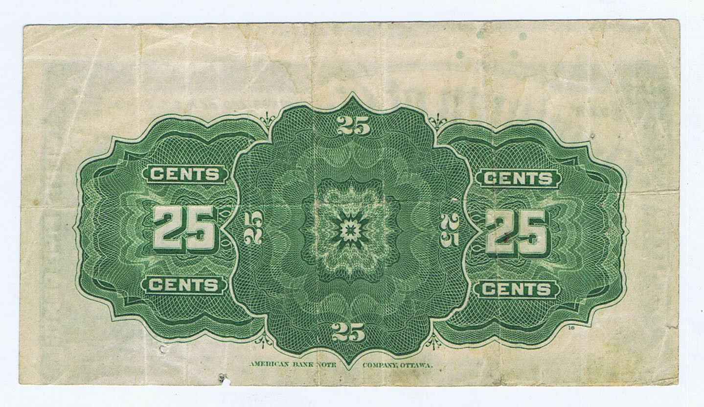 P# 9c CANADA 25¢ MISCUT ERROR of 1900 SEATED BRITANNIA