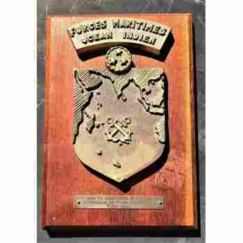 FORCES MARITIMES OCEAN INDIEN FRANCE ADMIRALTY COMPLIMENTARY PLAQUE 16.5 x 21 CM