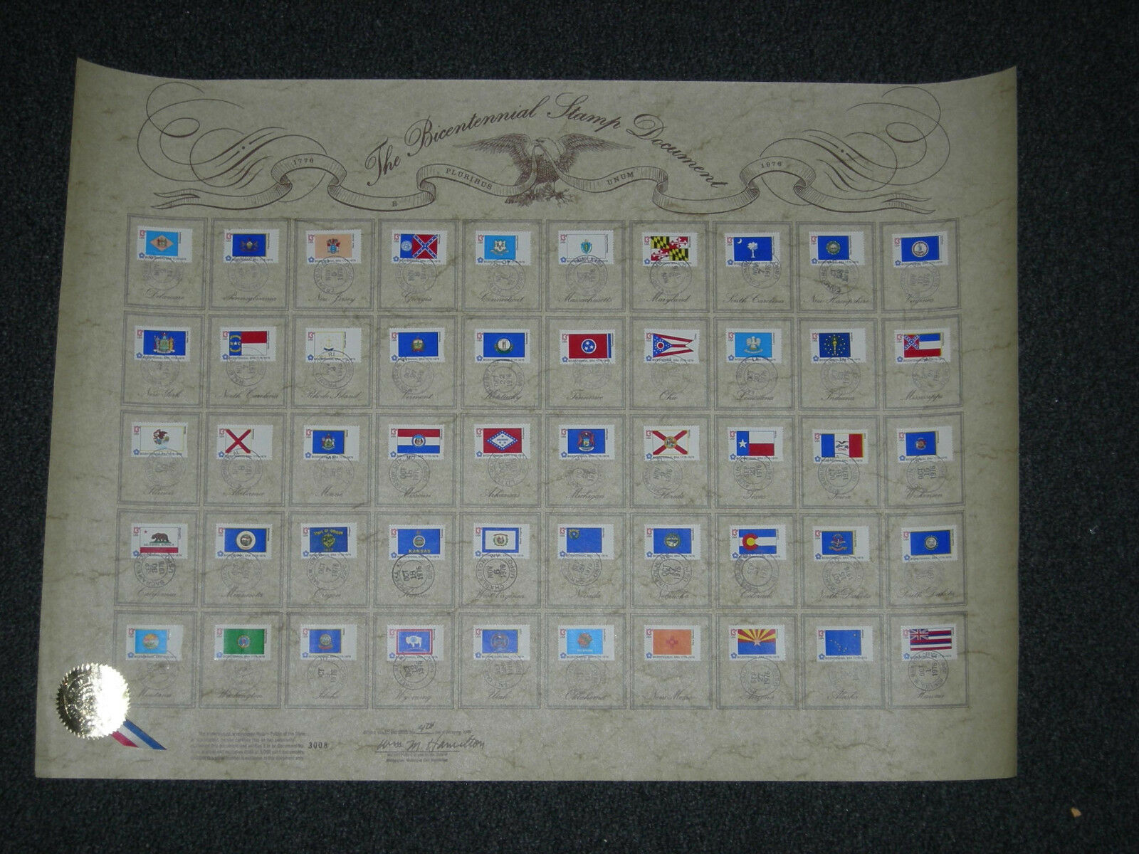 50 STATES POSTMARKED 1976 STATE FLAG LTD ( NUMBERED ) COLLECTION NEW CONDITION