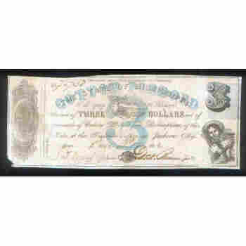 $3 MISSISSIPPI COTTON PLEGE of 1862 with SAILOR TRAIN DOG & SHIPS VIGNETTES MS