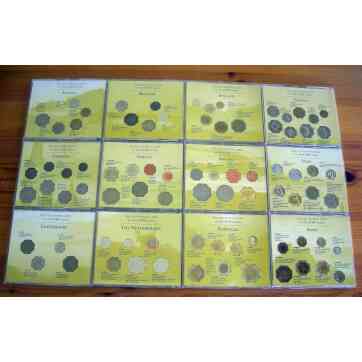 12 NATION PRE EURO ZONE COIN COLLECTION in 12 INDIVIDUAL CD TYPE CASES with INFO