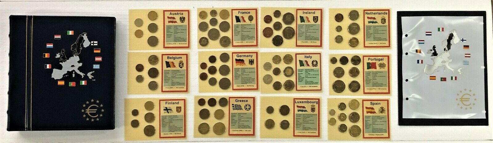 12 NATION PRE  EURO ZONE COIN COLLECTION (TOTAL of 79 COINS) in FANCY ALBUM