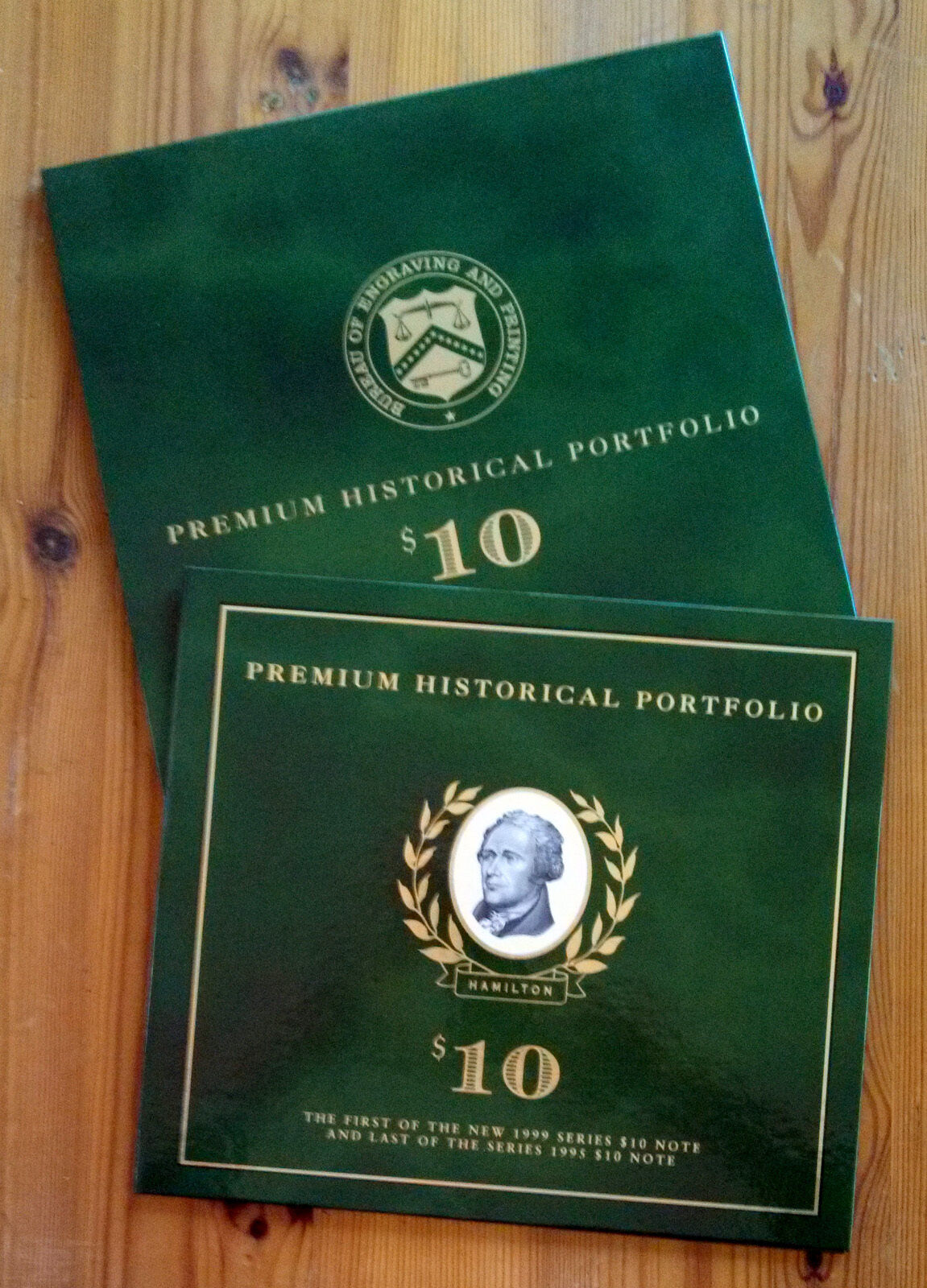 BEP PREMIUM HISTORICAL PORTFOLIO $10 LAST 1995 & FIRST 1999 CONSECUTIVE PAIR GEM