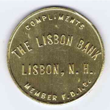 THE LISBON BANK NEW HAMPSHIRE 1763 - 1963 BICENTENNIAL ANNIVERSARY 35 MM MEDAL