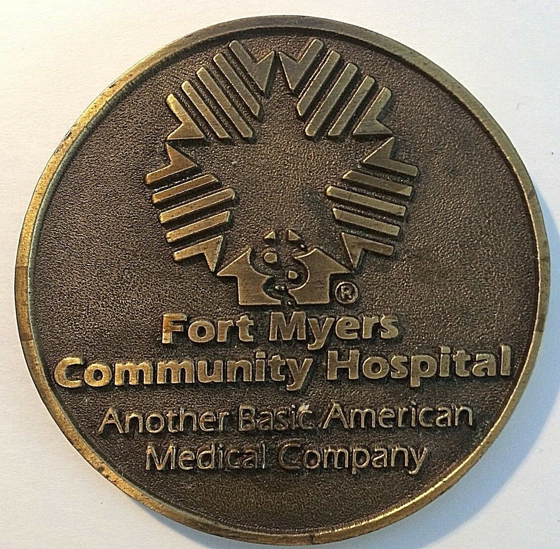 10th ANNIVERSARY 1974-1984 FT MYERS COMMUNITY HOSPITAL HUGE (3.5") BRONZE MEDAL