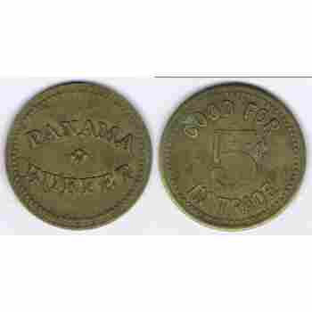 PANAMA BUFFET GOOD FOR 5¢ IN TRADE PRE WWI (1912-13) SALOON TOKEN TAMPA FLORIDA