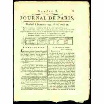 JOURNAL de PARIS AMERICAN REVOLUTIONARY PERIOD 1779 MEASURES APPROX 9 x 14" OPEN