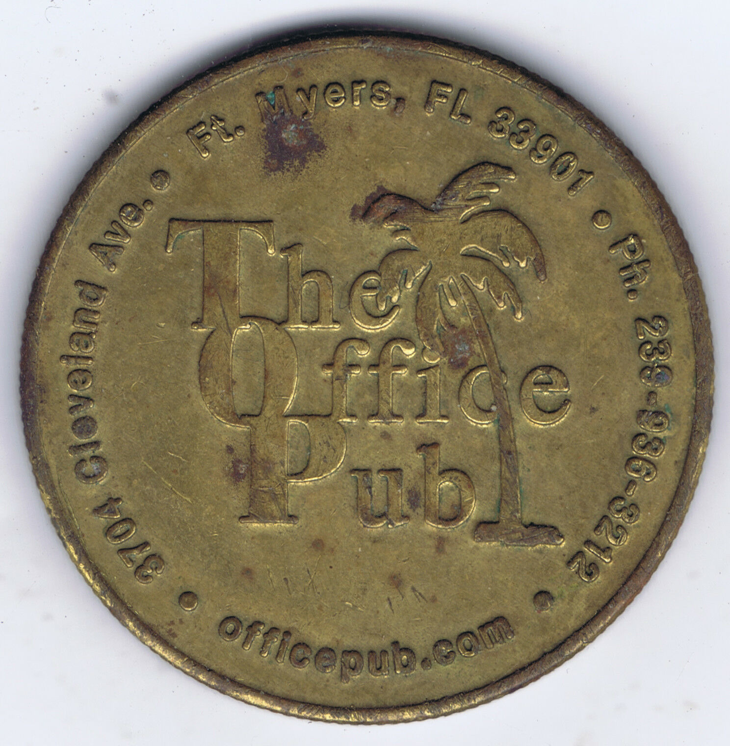 THE OFFICE PUB OLDEST GAY BAR in FORT MYERS FLORIDA DRINK CALL TOKEN CIRC 3 CMS