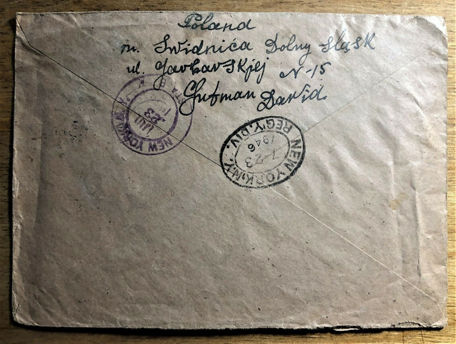 SWIDNICA COVER (GERMANY to POLAND in 1945) to JEWISH DAILY FORWARD DATED 1946