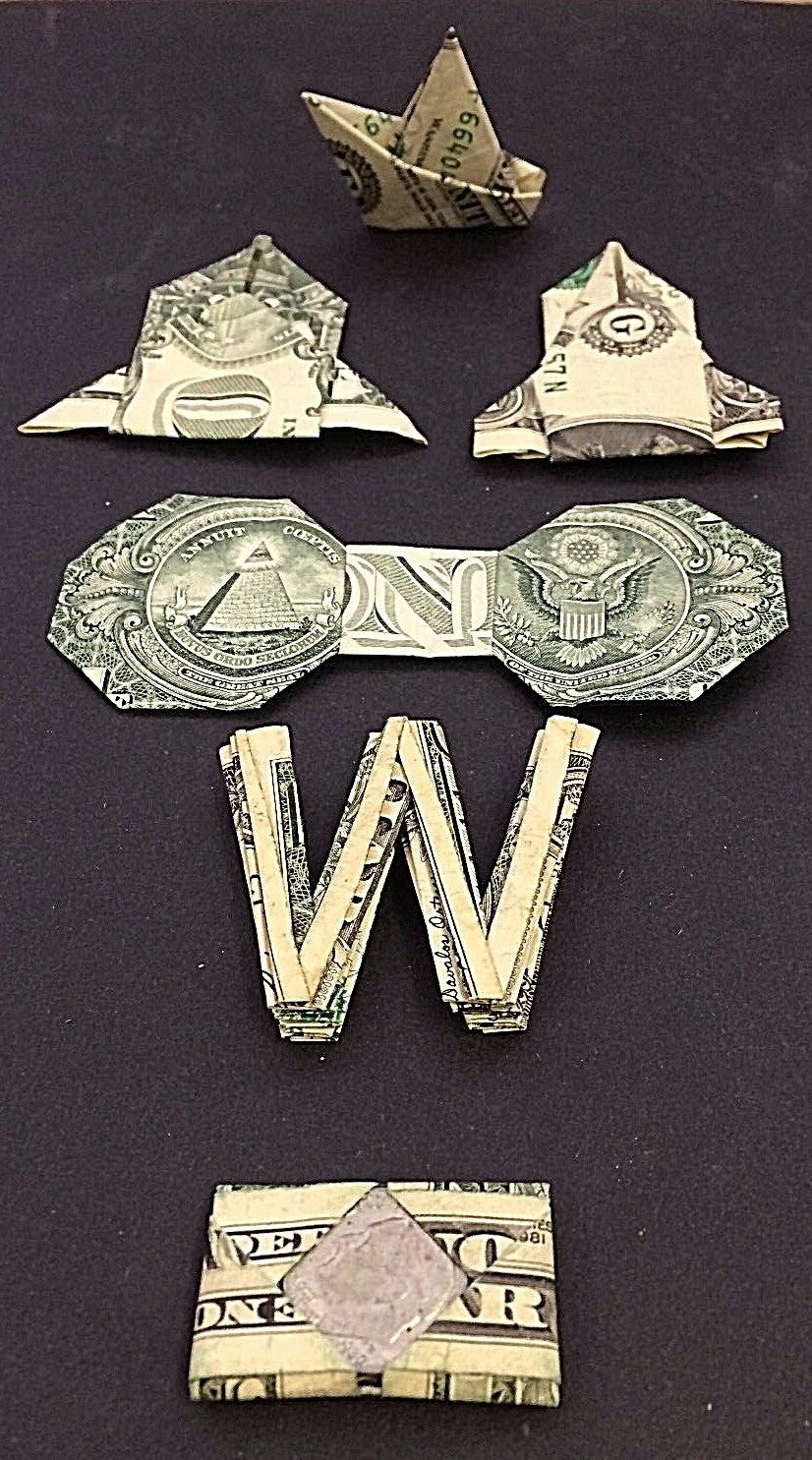6 JAPAN STYLE ORIGAMI FOLDED USA $1's BOWTIE BOAT DIME-IN 2 SPACESHIPS W or M