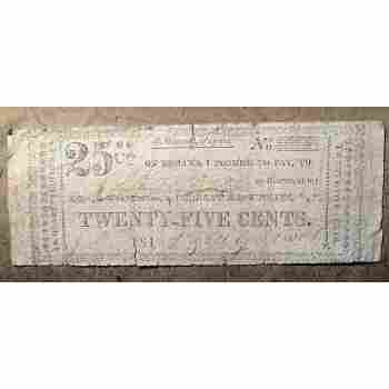 1818 EZRA GRISWOLD SIGNED 25¢ (QUARTER DOLLAR) WORTHINGTON OH with MARGIN DESIGN