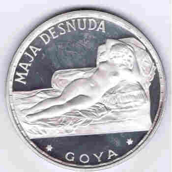 1970 EQUATORIAL GUINEA .999 SILVER PROOF 100 P GOYA NAKED MAJA KM# 13.5 PACKAGED
