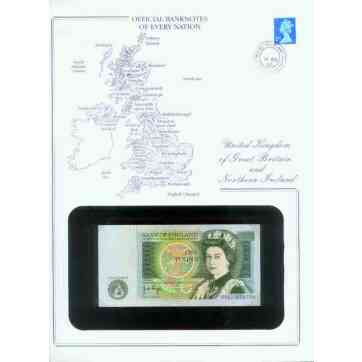 BRITAIN ENGLAND IRELAND BANK NOTE £ 1 STAMPED WINDOWED ENVELOPE with MAP & INFO