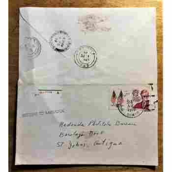 Cover Missent to Barbados Destination Redonda Barclay's Bank 1979 from the US