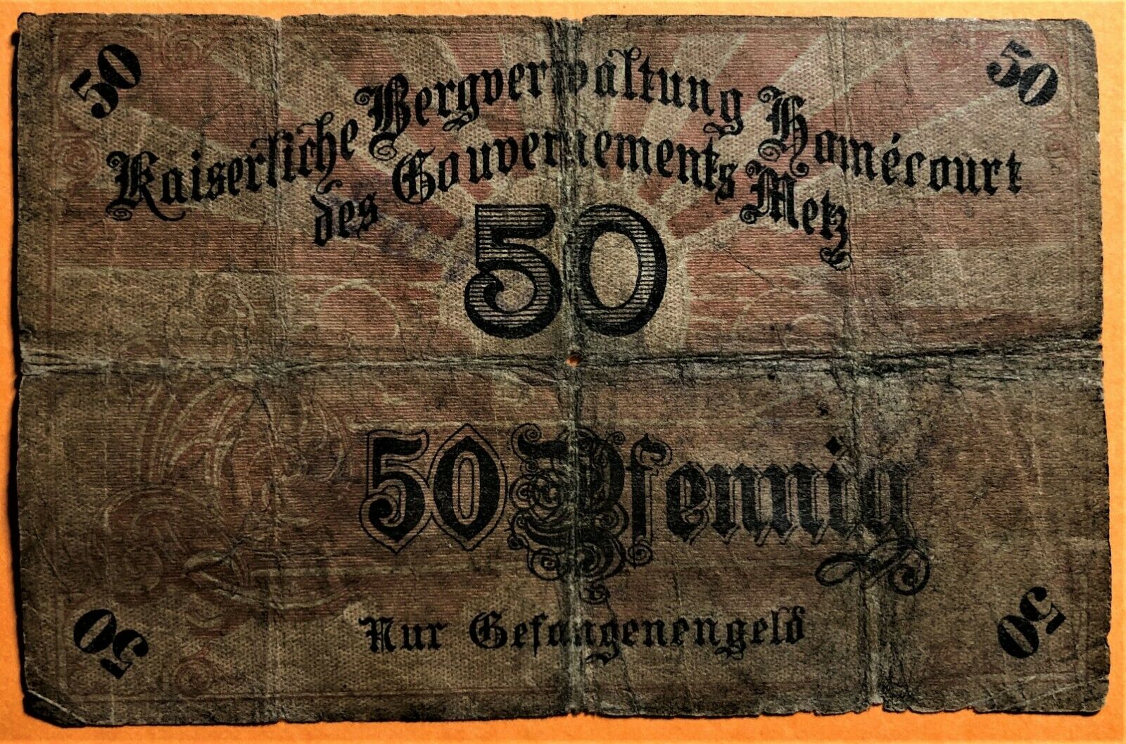 GERMANY WWI PRISONER of WAR MONEY 50 PFENNIG METZ UNLISTED GEFANGENENGELD