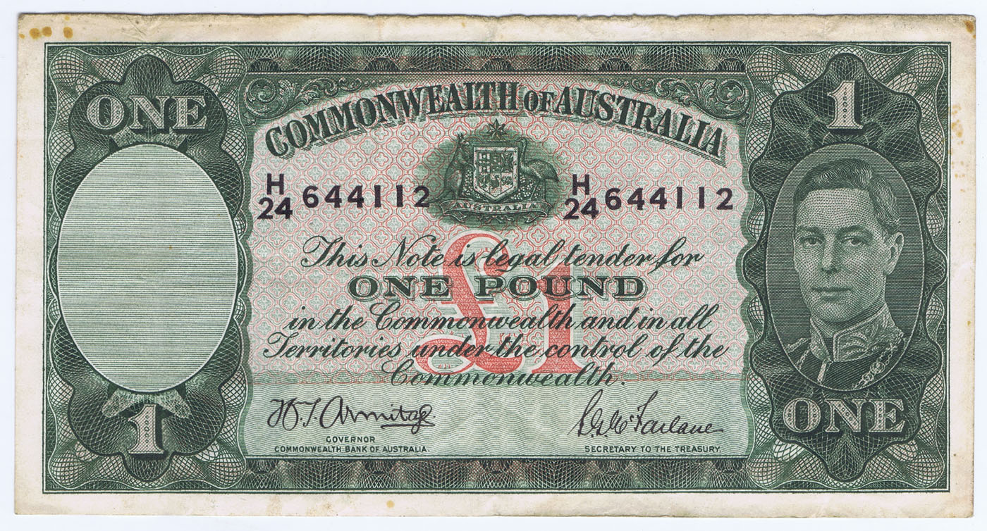 AUSTRALIA £1 with KING GEORGE VI (1942) WWII