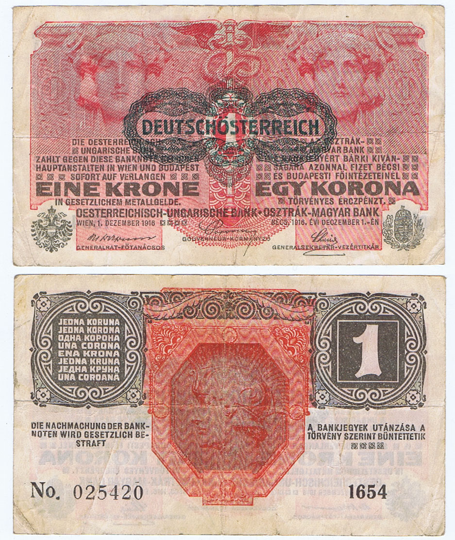 GERMANY - AUSTRIA CURRENCY DATED 1916 in EIGHT LANGUAGES, WORLD WAR I