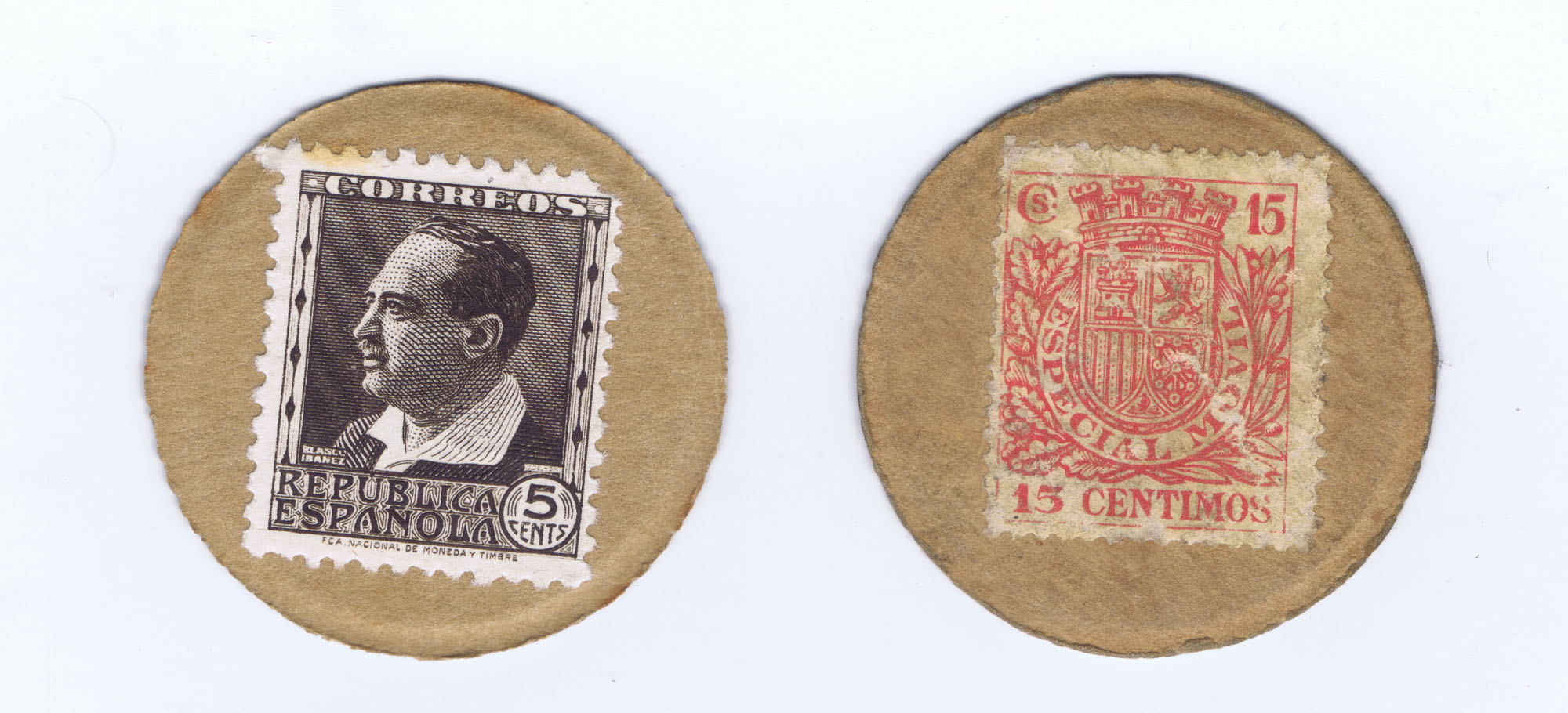 SPANISH CIVIL WAR (1936-1939) STAMP MONEY DISCS