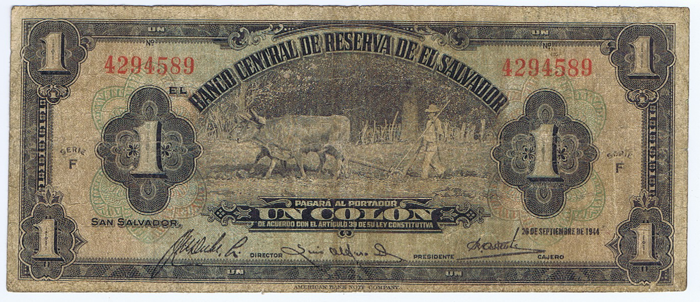El Salvador 1 Colon of 1944