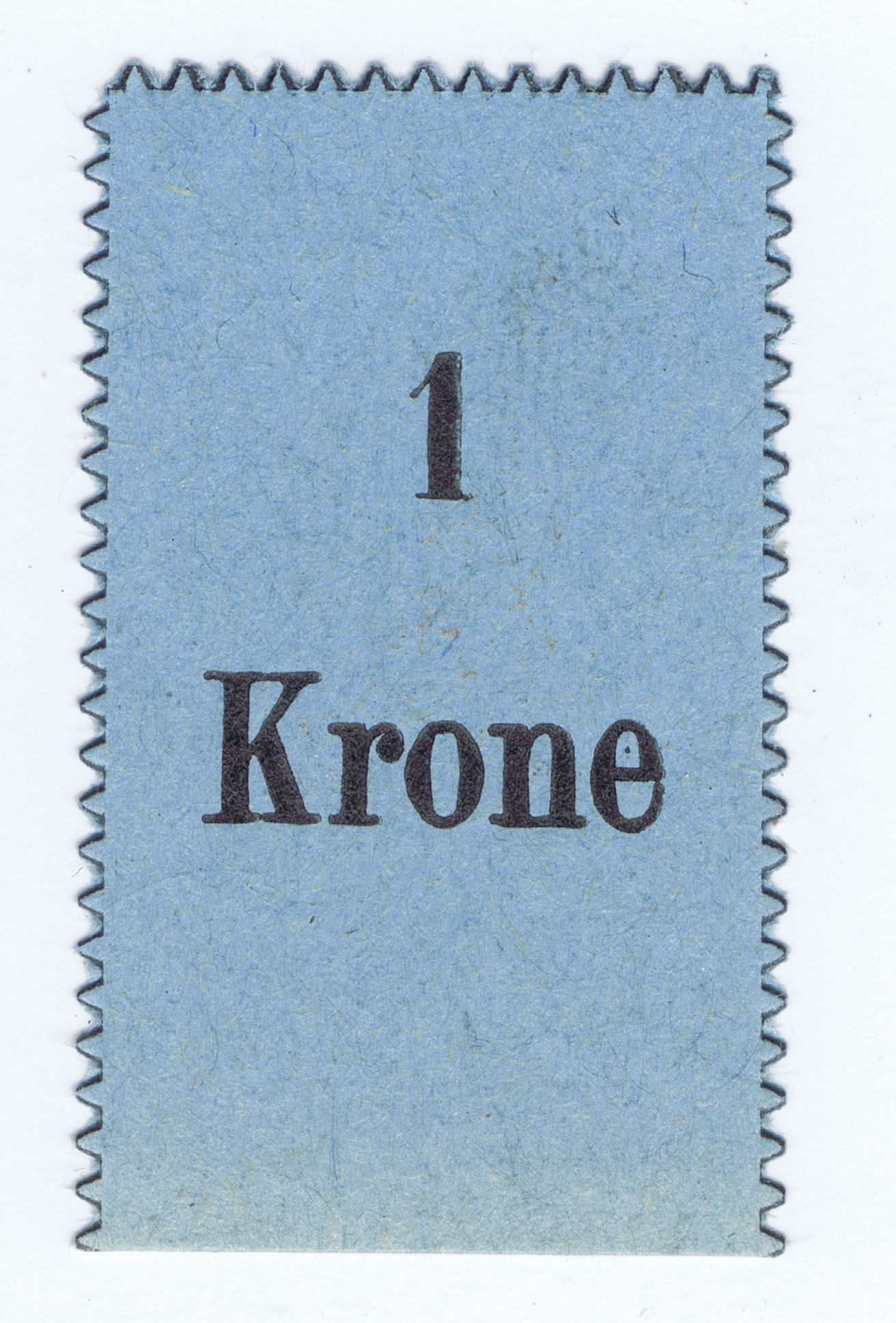 GREENLAND MONEY CHIT for 1 KRONE, BLUE ISSUED 1910-1926 (WORLD WAR I), ONE SIDED