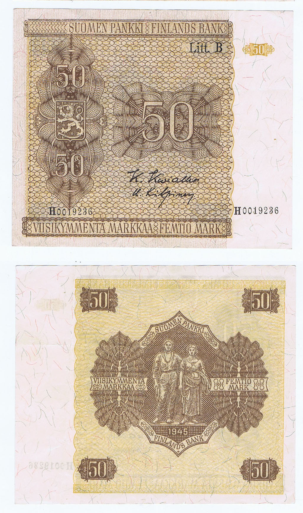 1945 END of LAPLAND WAR BETWEEN FINLAND and the NAZIS for CONTROL of the NICKEL MINES - 50 MARKKAA