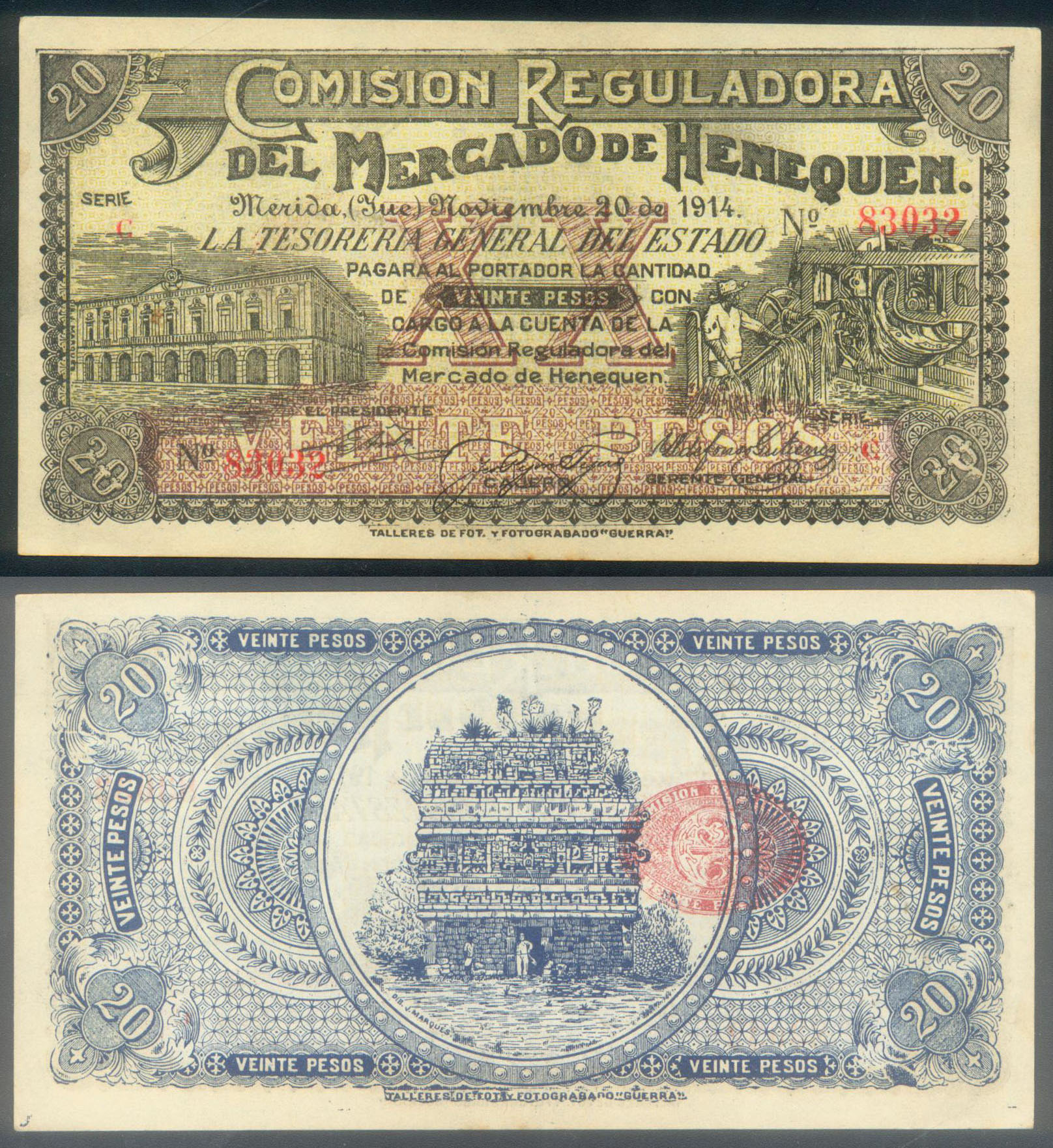 MEXICO REVOLUTION (1914) YUCATAN COMISION REGULADORA DEL MERCADO DE HENEQUEN