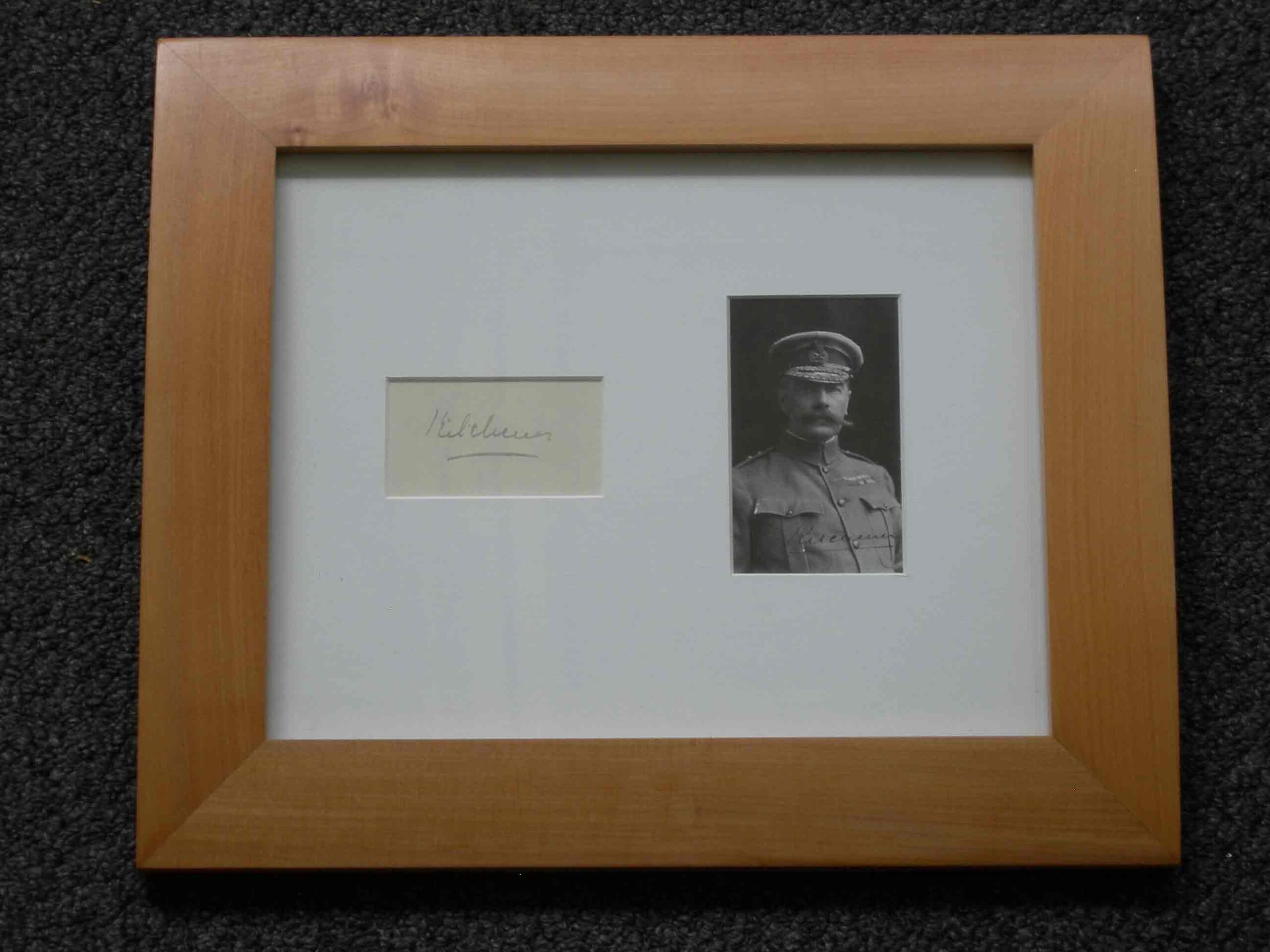 FIELD MARSHALL H. H.  KITCHNER, 1st EARL, BATTLE of OMDURMAN, BOER WAR,  SECRETARY of WAR (WW I) PHOTO & AUTOGRAPH, FRAMED