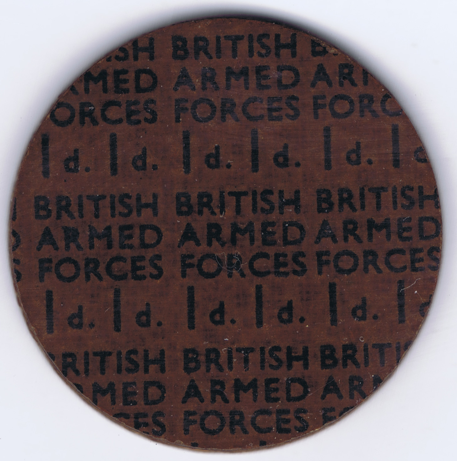 POST WWII NAAFI (NAVY, ARMY and AIR FORCE INSTITUTES) TOKEN GREAT BRITAIN ONE PENNY ( ROUND )