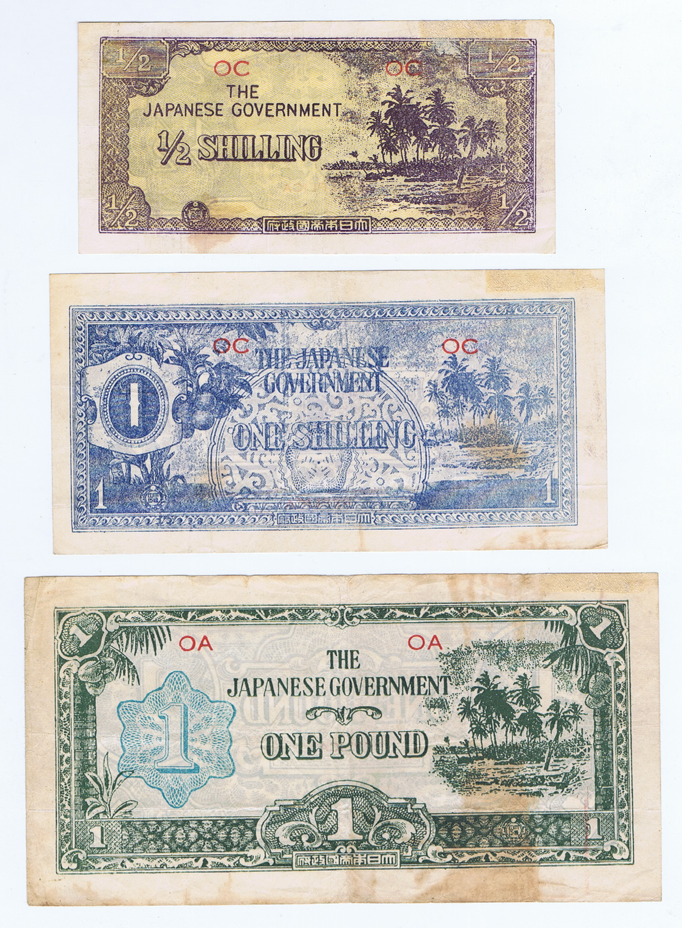 Japanese Invasion Money of Oceania 3 Piece Contemporary Forgery Set