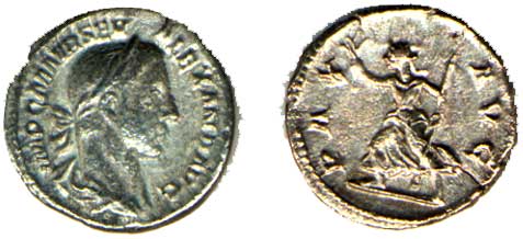 A COIN from the HERO of the GERMAN (ALEMANI) ITALIAN (ROME) WARS (269), AURELIAN (INVENTOR of CHRISTMAS DAY)