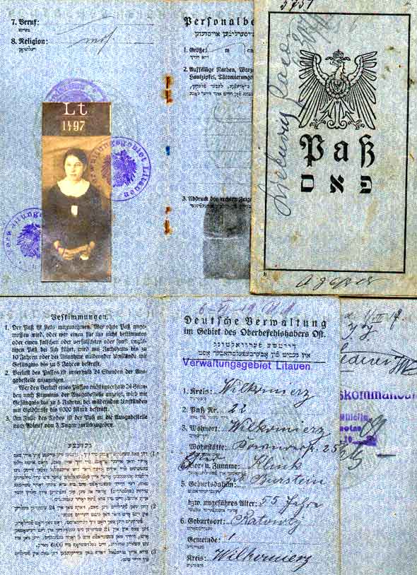 VERY UNUSUAL WORLD WAR I PASS in JEWISH CREATED by GERMANY for the OCCUPATION of the BALTICS