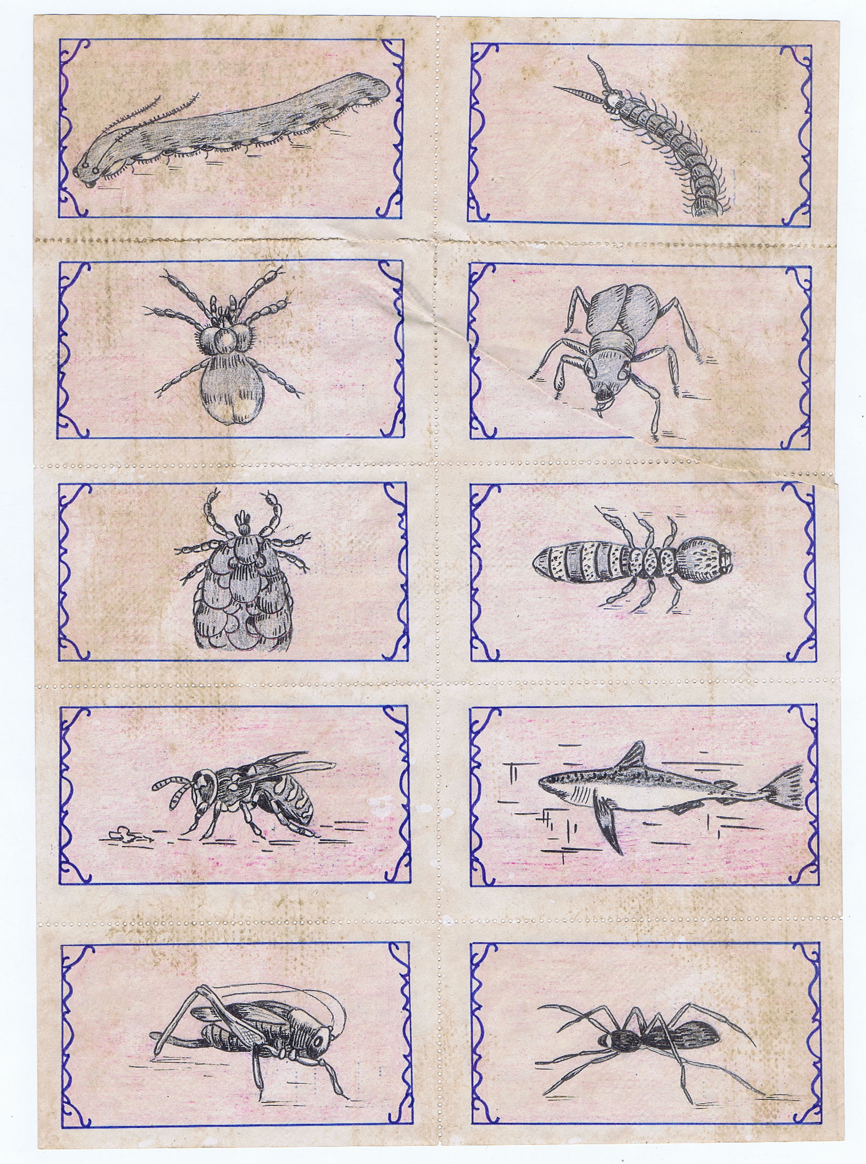 SPANISH CIVIL WAR (1936-1939) RATION COUPON SHEET with CRITTERS