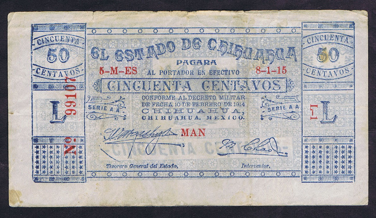 CHIHUAHUA 50 CENTAVOS of the MEXICAN REVOLUTION