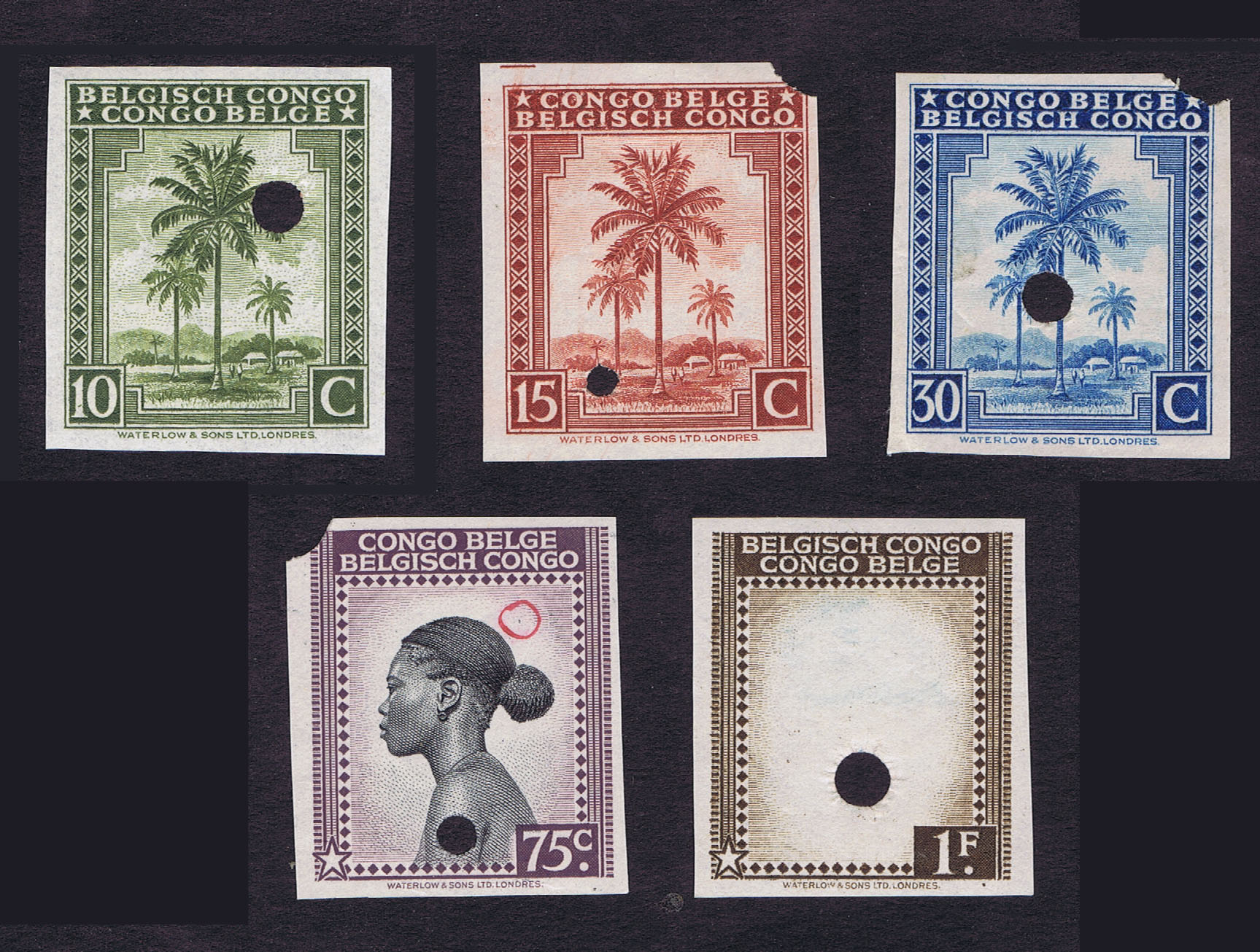 BELGIAN CONGO WARTIME (WWII) PRINTER PROOFS by WATERLOW & SONS, ENGLAND