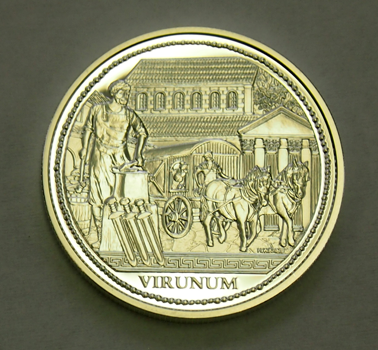 AUSTRIA 20 EURO SILVER PROOF ROME on the DANUBE, VIRUNUM