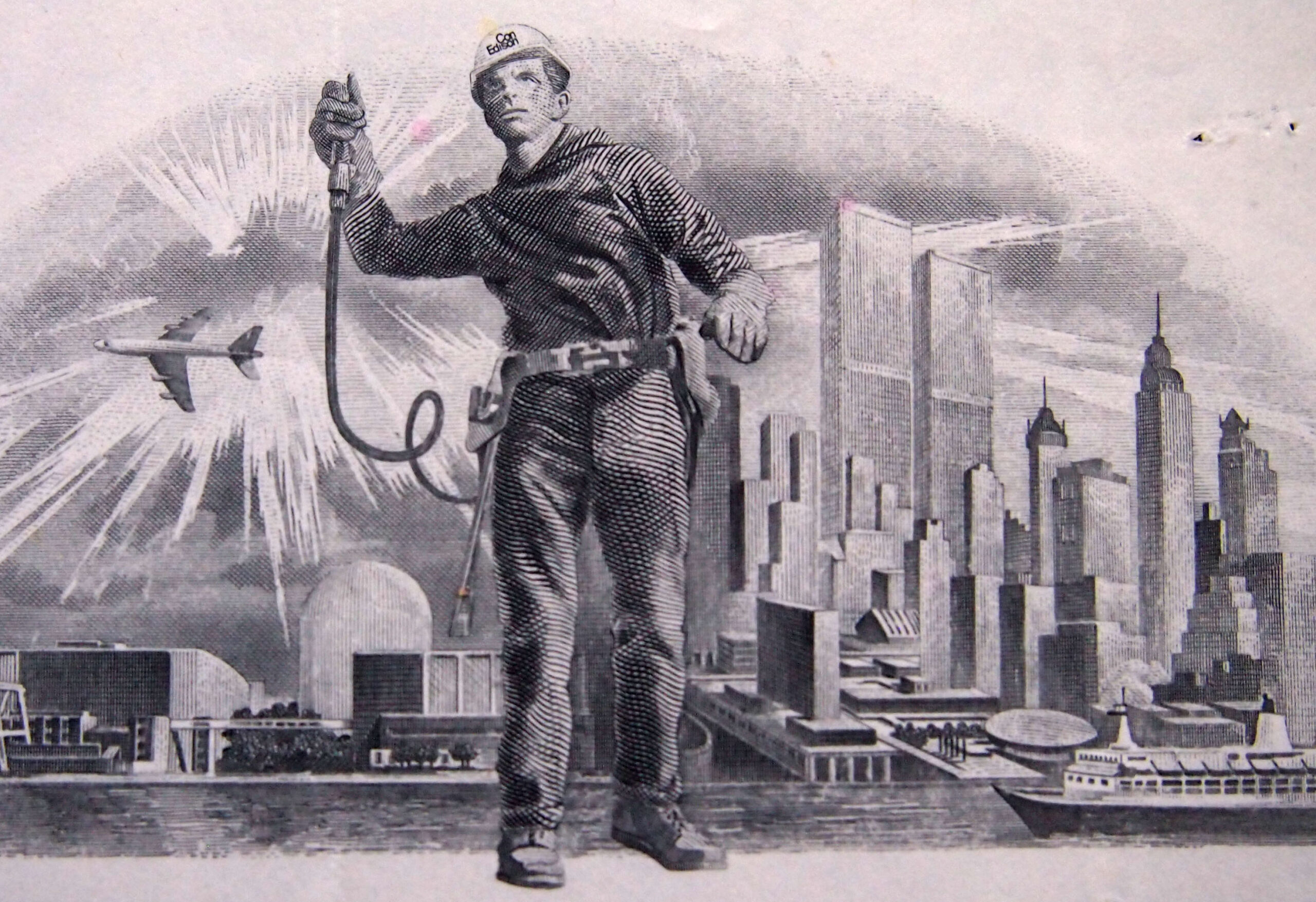 CON EDISON STOCK CERTIFICATE with NEW YORK CITY SKYLINE