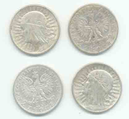 1934 - COINCIDENCE of DATE; POLAND TWO ZLOYTCH SILVER COIN / GERMAN POLISH NON-AGRESSION PACT