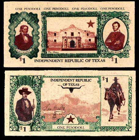 THE ( MODERN / 1995 ) REPUBLIC of TEXAS CURRENCY SERIES