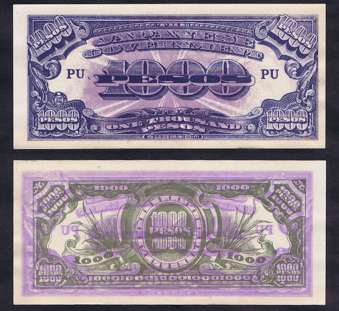JAPAN PRINTED PHILIPPINES 1000 on the RUN ERROR, WET PRINT COVERS BACK of the BILL